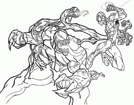 Dibujos de Venom Y Hombre Araña para colorear