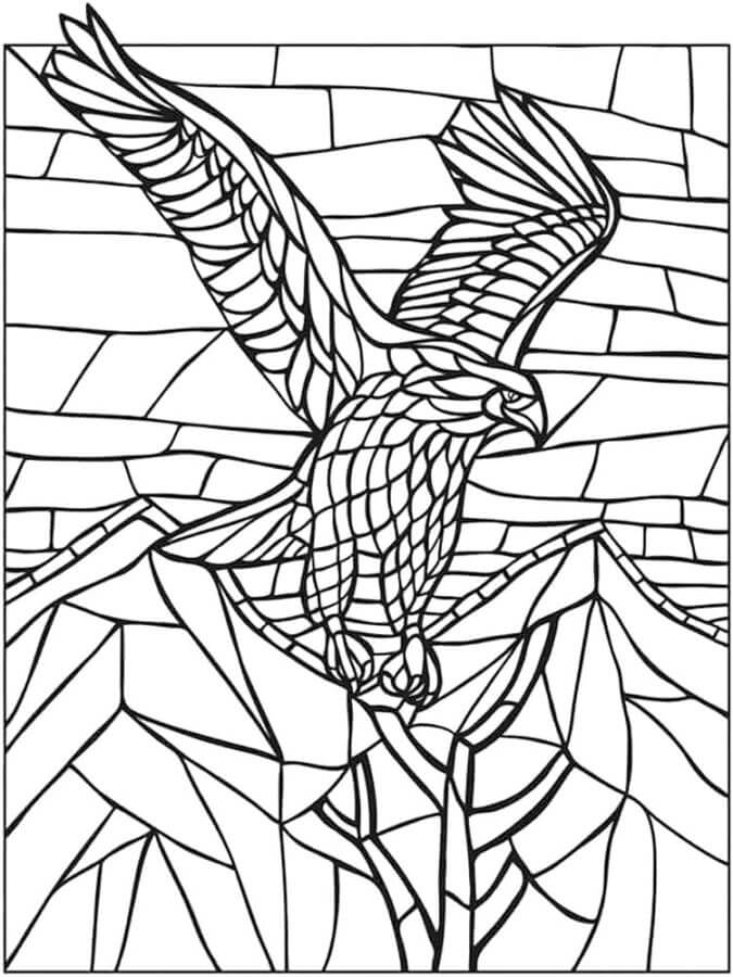 Dibujos de Vidriera Que Representa un Águila Volando para colorear