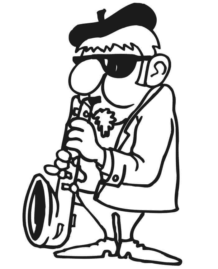Viejo Saxofonista para colorir