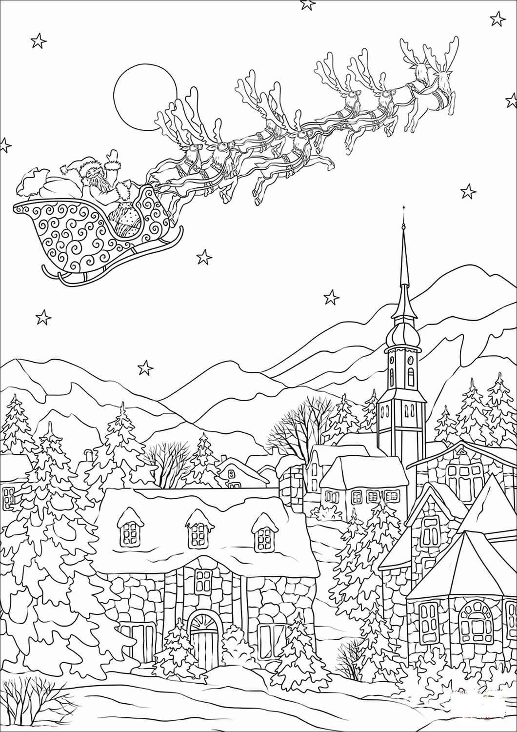 Dibujos de Villa en Navidad para colorear