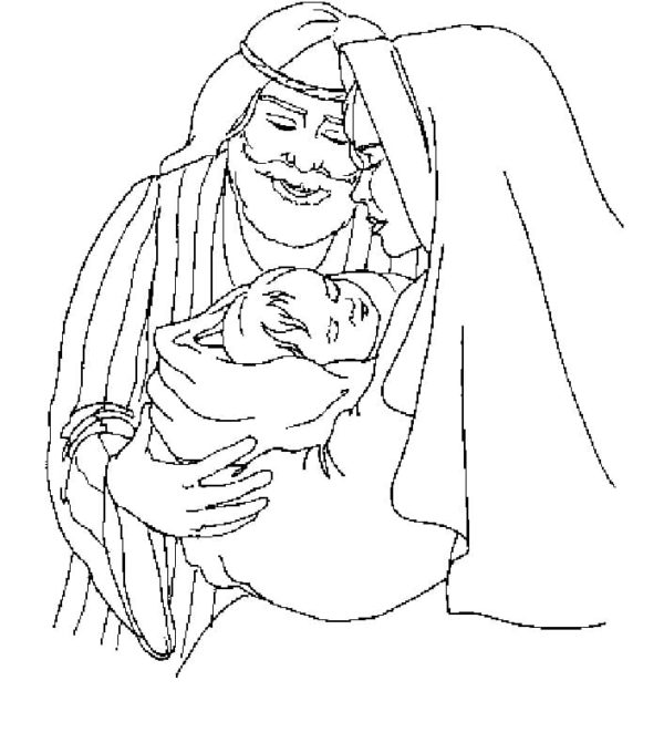 Dibujos de Virgen María y José Desposados Padres Terrenales De Jesús para colorear