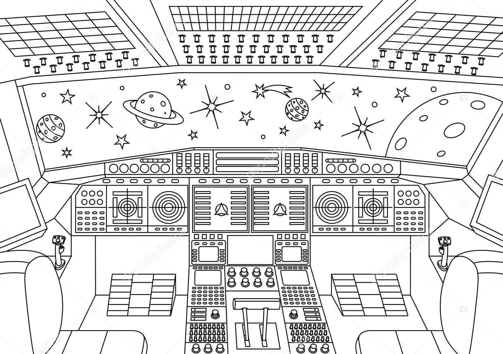 Dibujos de Vista del universo interior de la nave Espacial para colorear