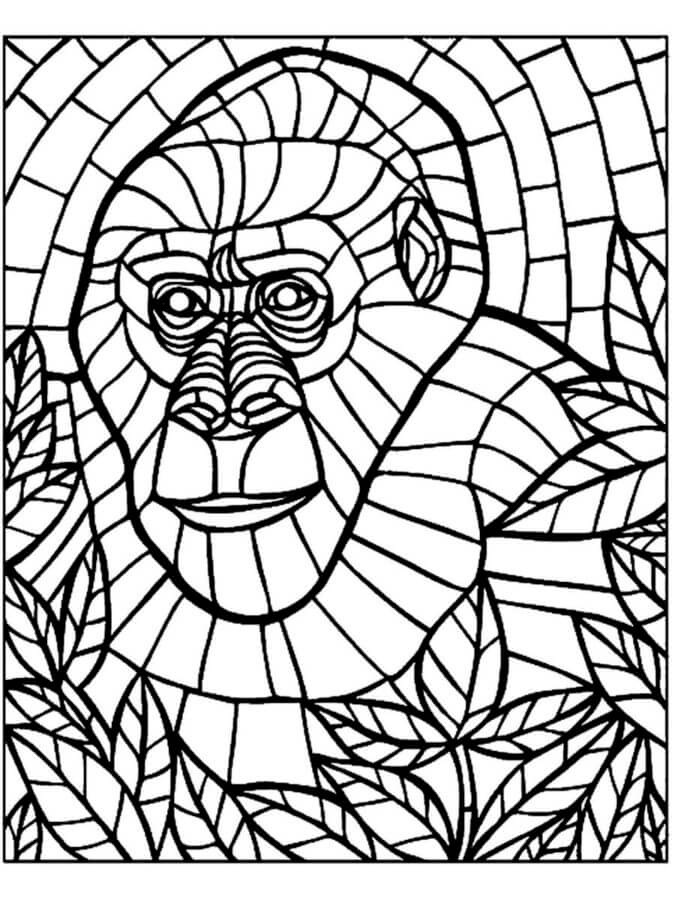 Dibujos de Vitral Que Representa a Un Gorila para colorear
