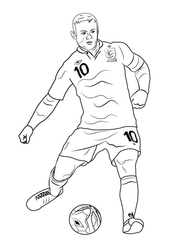 Wayne Rooney jugando Al Fútbol para colorir