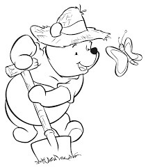 Winnie The Pooh y Mariposa para colorir