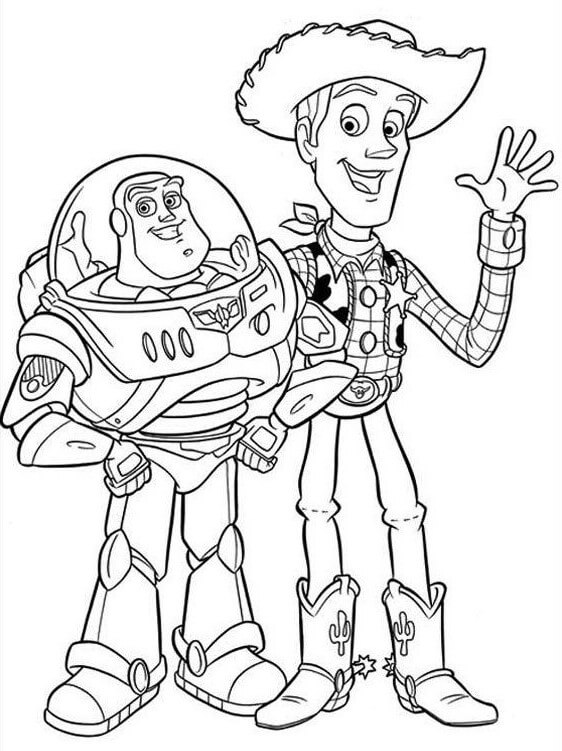 Woody y Buzz Básicos para colorir