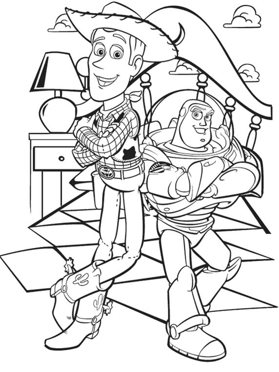 Woody y Buzz Lightyear para colorir