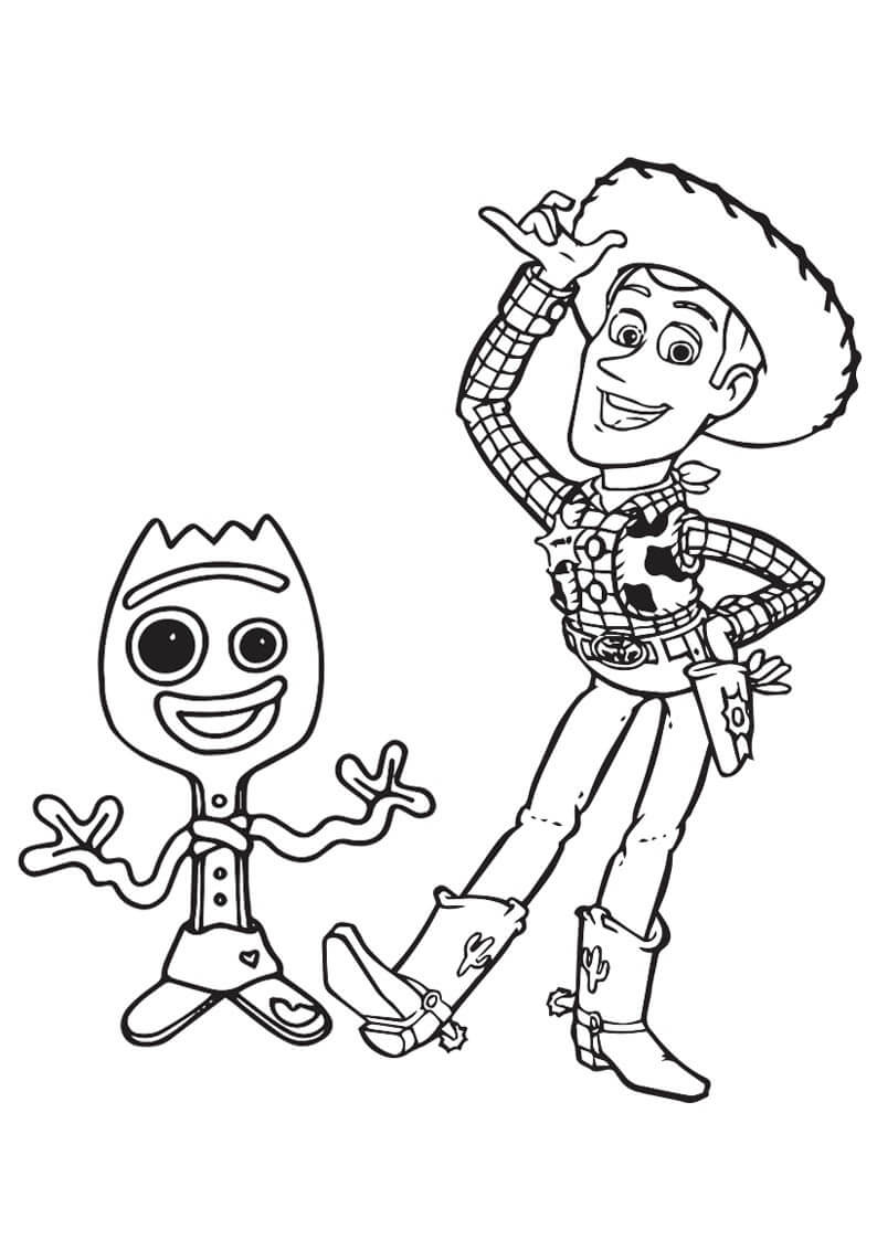 Dibujos de Woody y Forky para colorear
