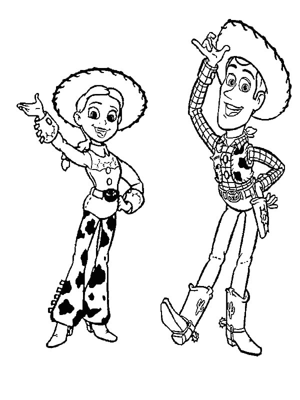 Woody y Jessie para colorir