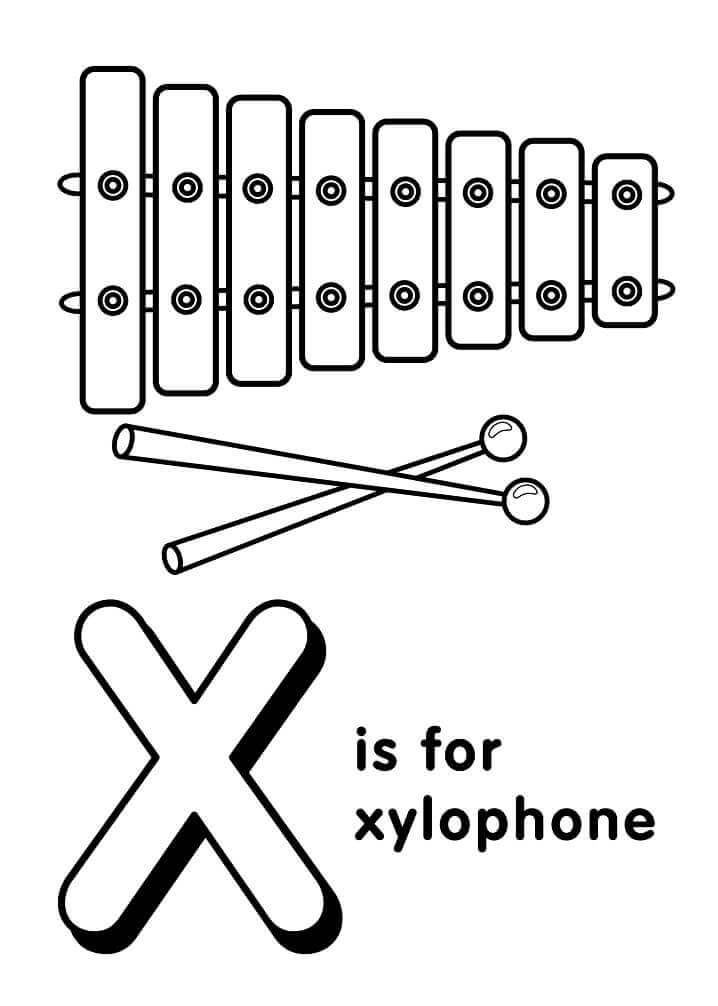 Xilófono Letra X 3 para colorir