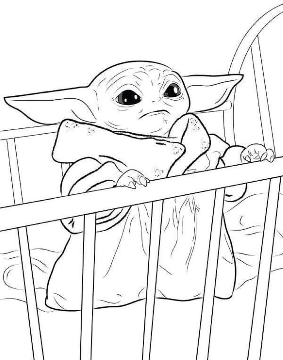 Dibujos de Yoda Bebé Sencillo para colorear
