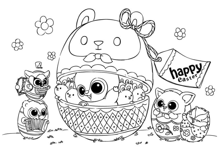 YooHoo y Amigos en Pascua para colorir