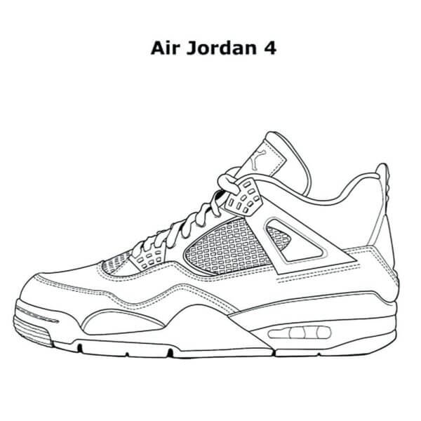 Dibujos de Zapatillas Nike Air Jordan 4 para colorear