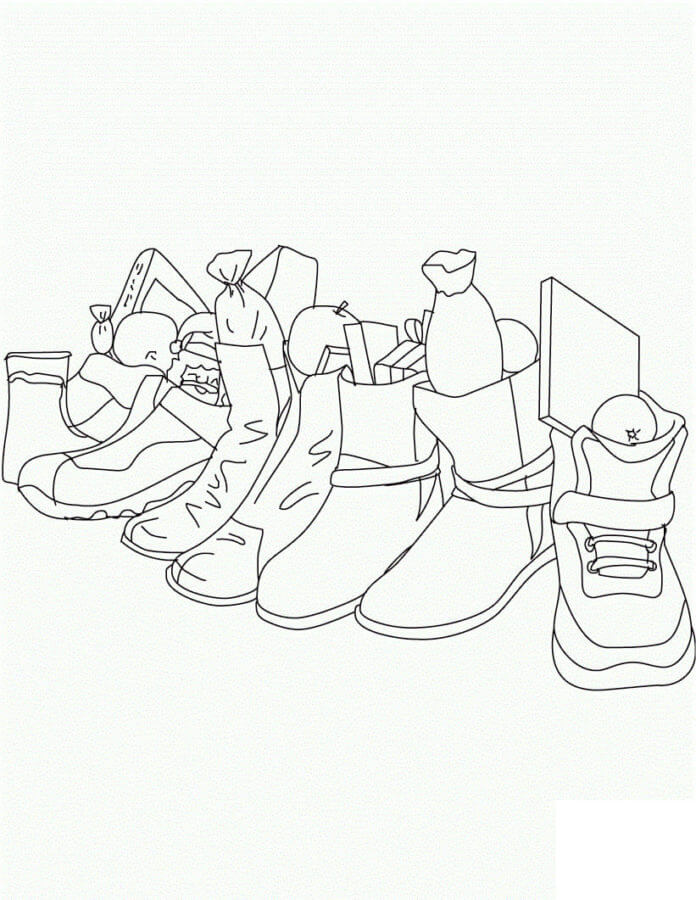 Dibujos de Zapatos Con Regalos para colorear