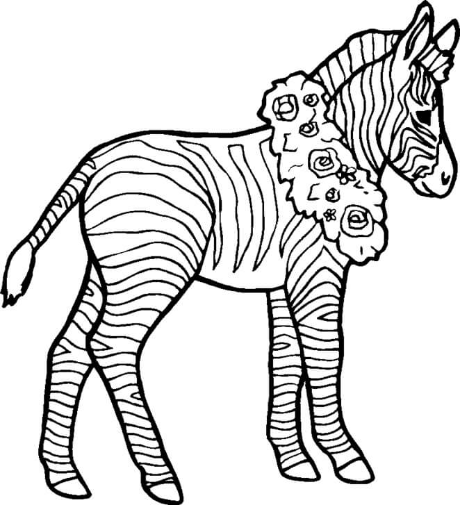 Dibujos de Zebra lleva una Corona Alrededor de su Cuello para colorear
