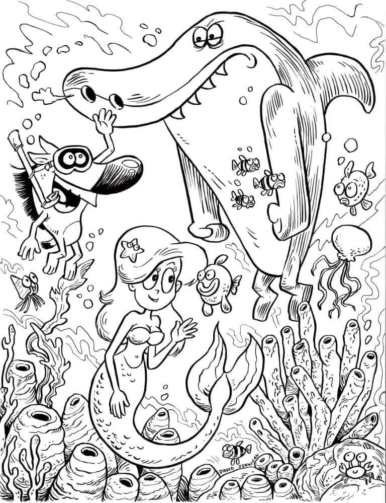 Zig y Sharko Bajo el Océano para colorir