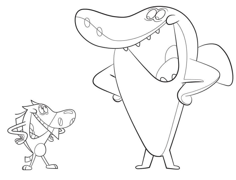 Dibujos de Zig y Sharko Sonriendo para colorear