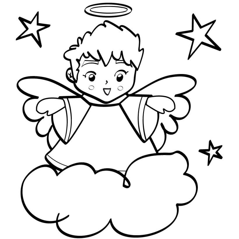 Ángel En La Nube Para Colorear Imprimir E Dibujar – Coloringlib