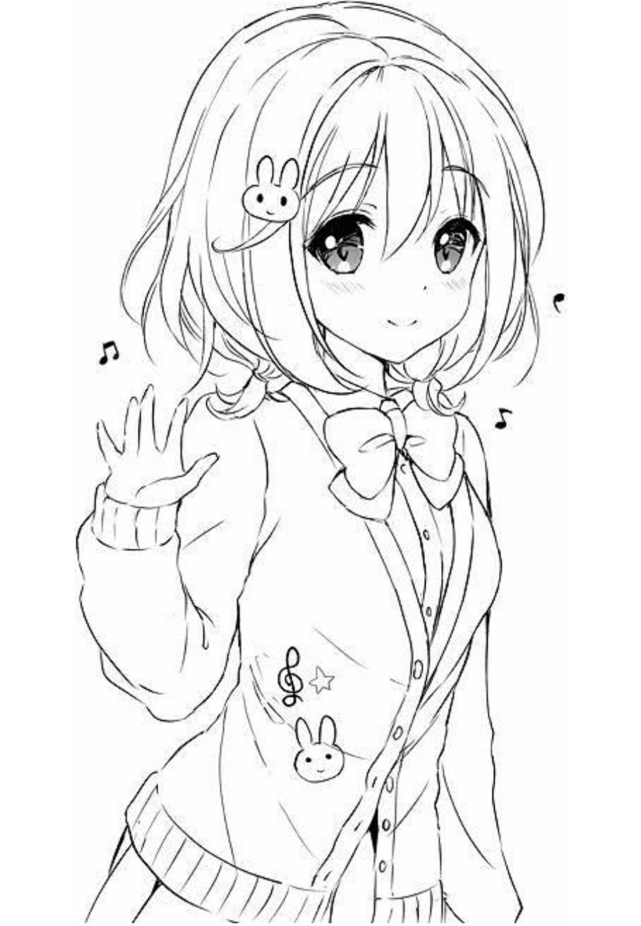 Chica Anime Kawaii para colorear, imprimir e dibujar – ColoringLib