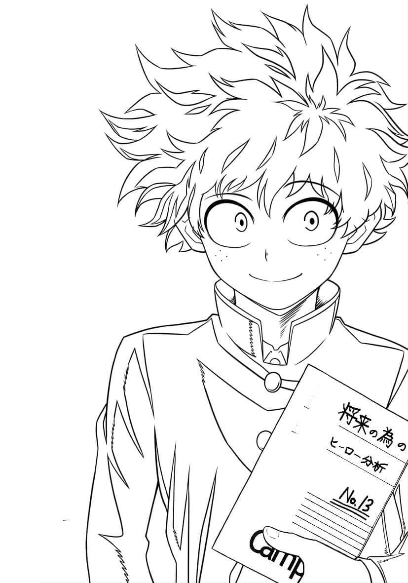 Deku Sosteniendo un Cuaderno para colorear, imprimir e dibujar – ColoringLib