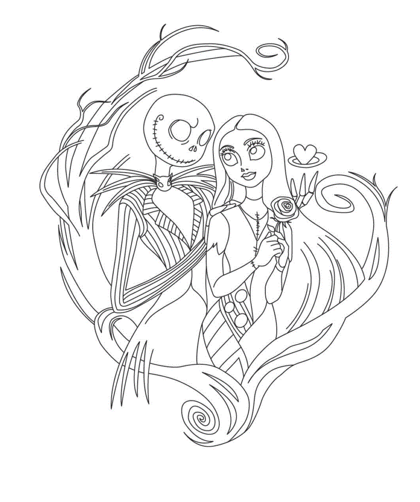 Jack Skellington Y Sally Enamorados para colorear, imprimir e dibujar –  ColoringLib