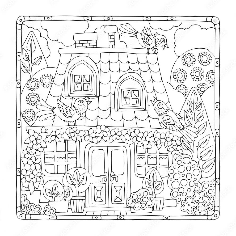 Casa de Hadas de Dibujos Animados para colorear, imprimir e dibujar –  ColoringLib