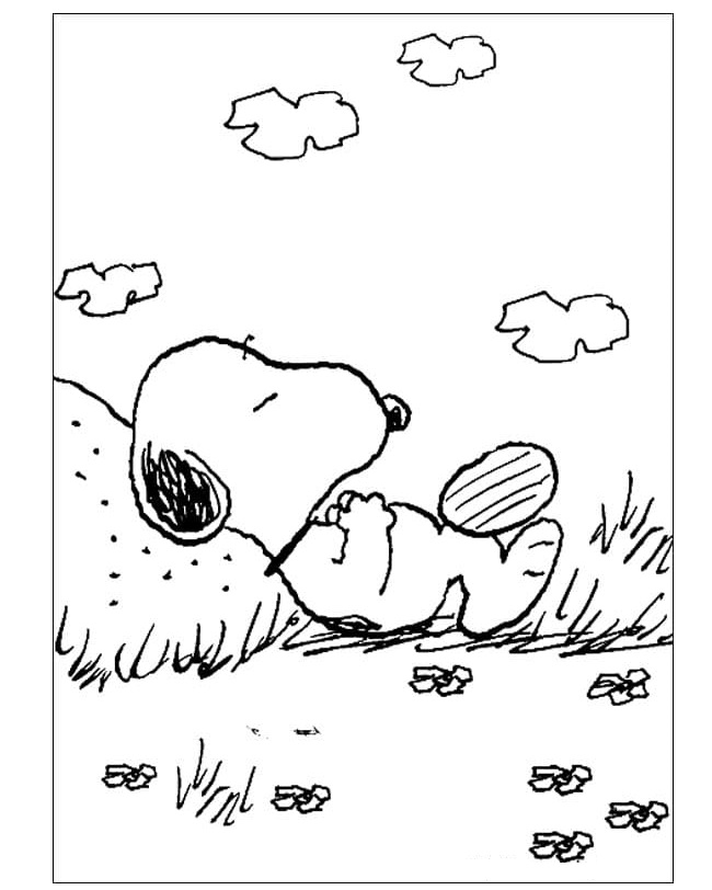 Snoopy Durmiendo para colorear, imprimir e dibujar – ColoringLib