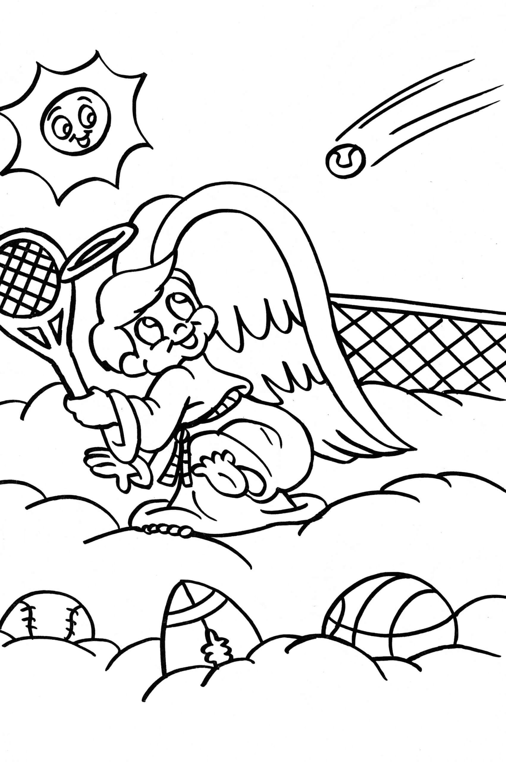 Dibujos de Ángel, jugar al Tenis para colorear