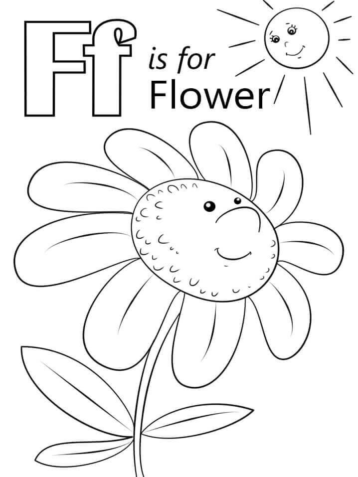 Flor Letra F para colorir
