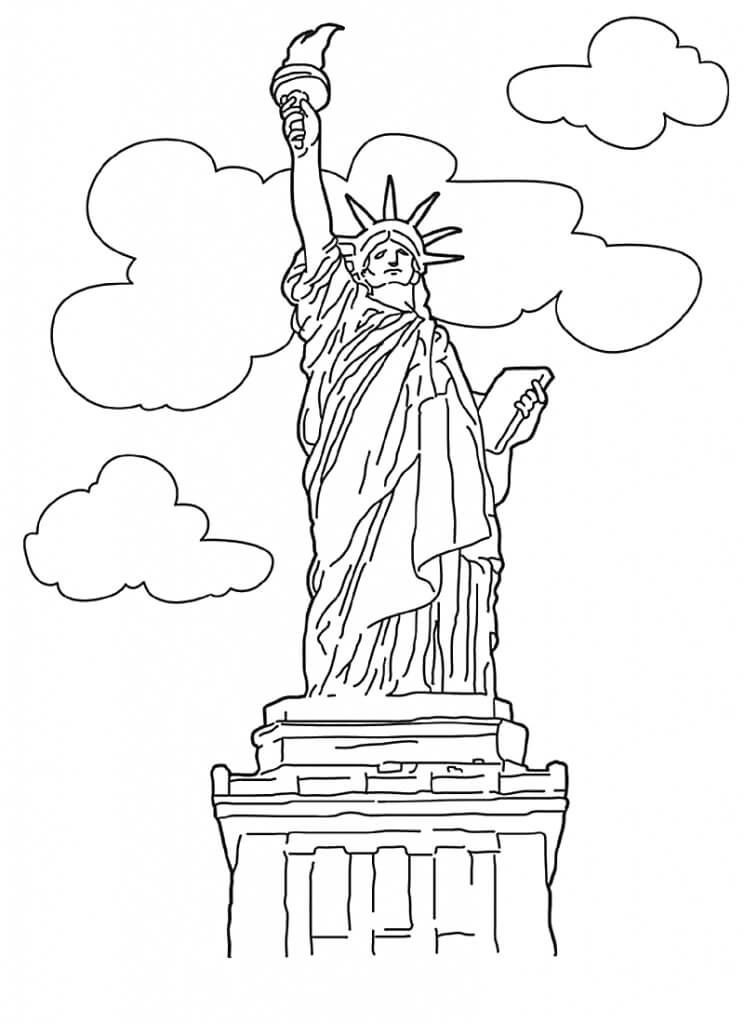 Dibujos de Estatua de la Libertad y la Nube para colorear