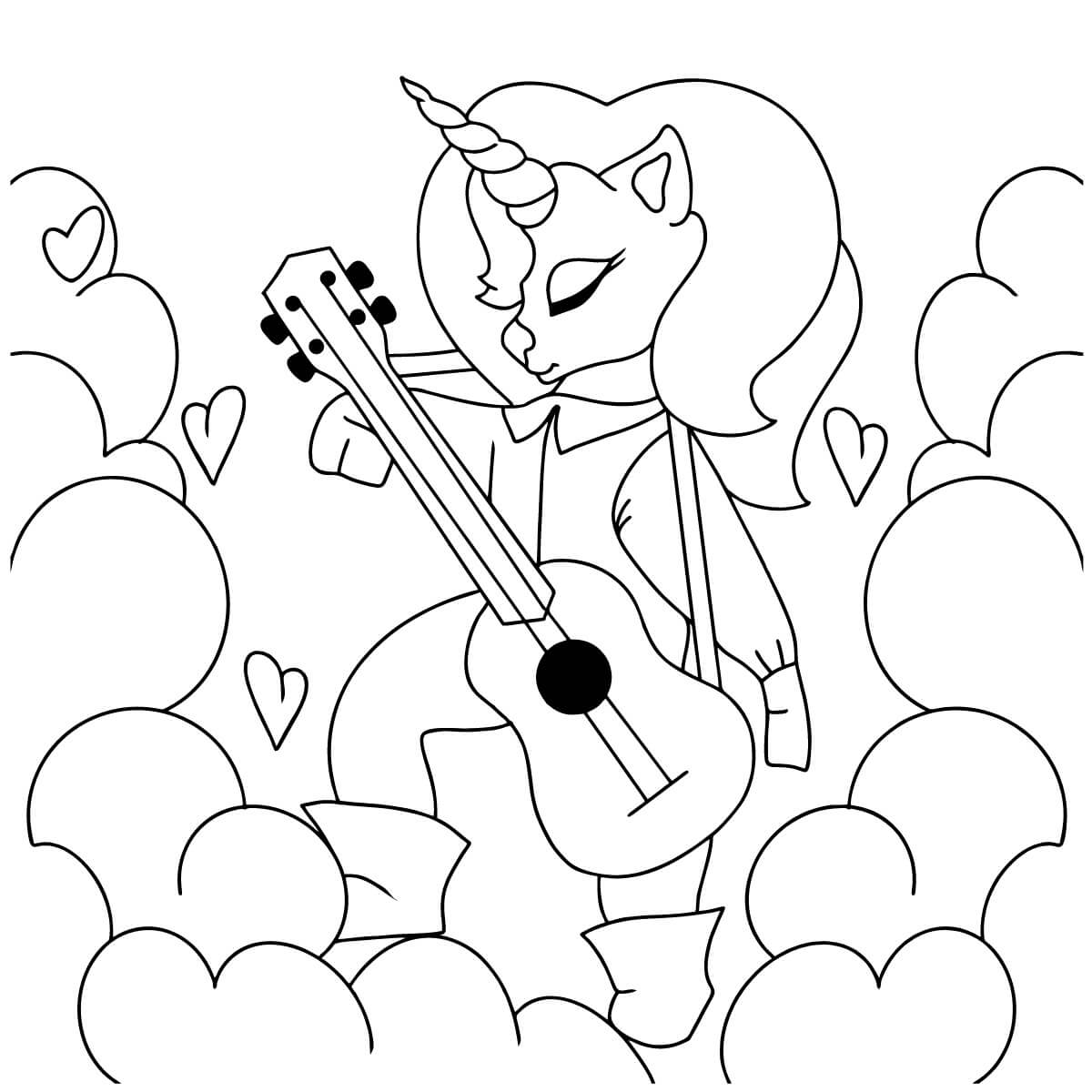 Unicorn playing Guitar Värityskuva