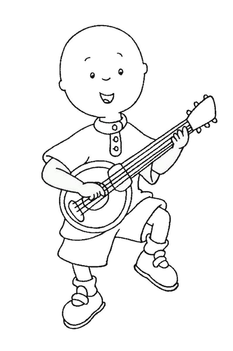 Caillou soittaa kitaraa Värityskuva