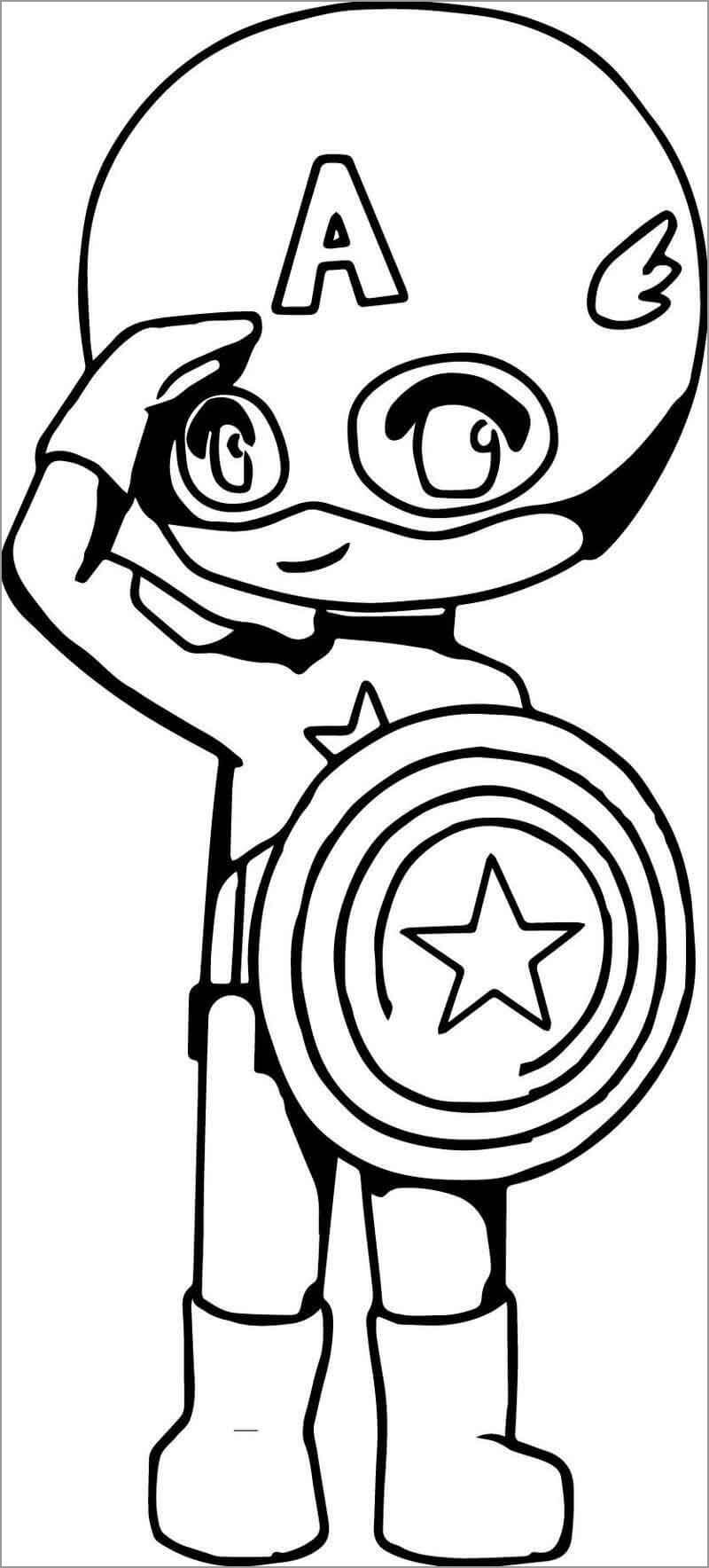Chibi Kapteeni Amerikka Söpö Värityskuva