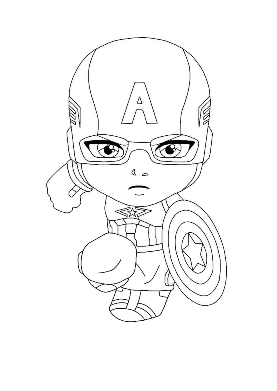 Chibi Kapteeni Amerikka Värityskuva