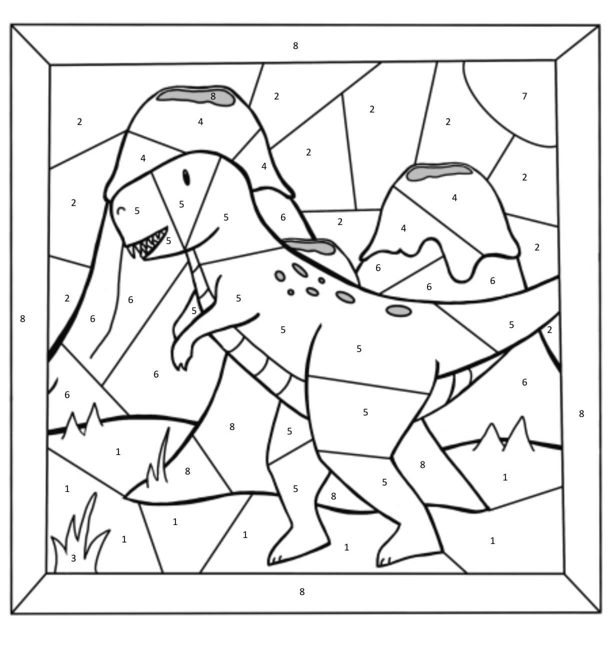 Hieno dinosaurus väri numeroittain Värityskuva