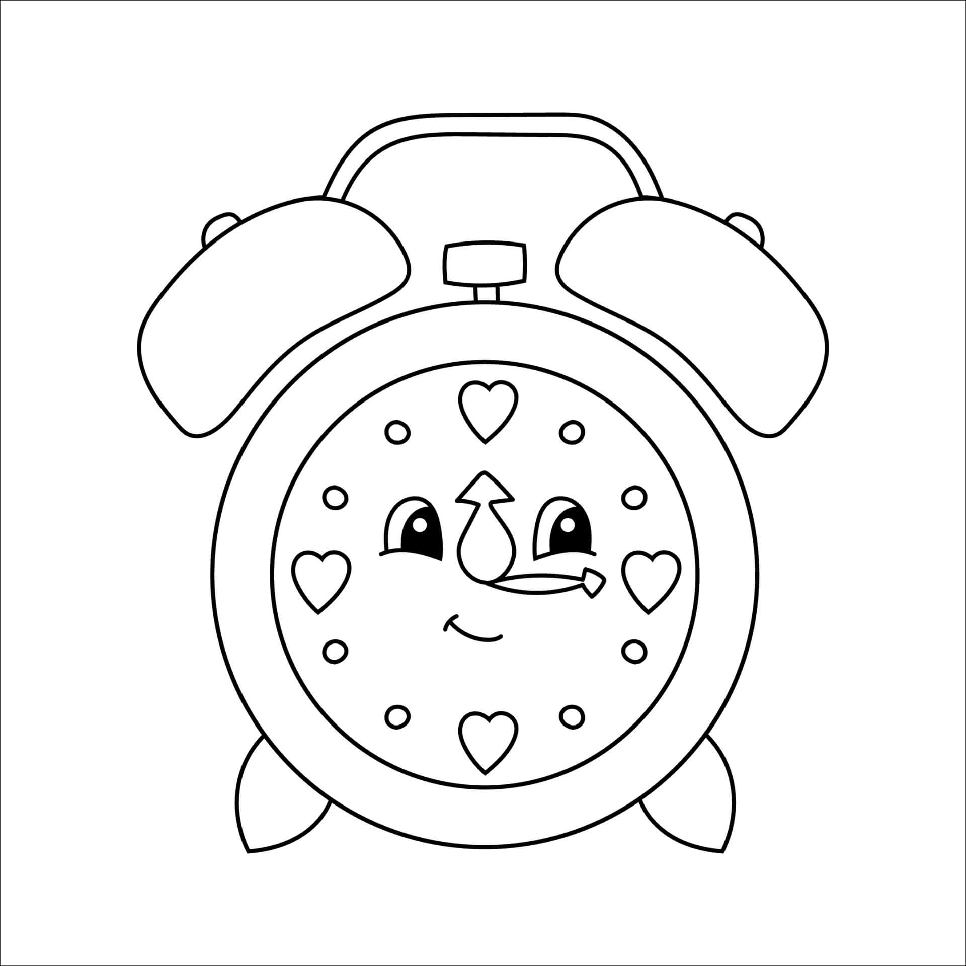 Hymyilevä sarjakuvakello Värityskuva