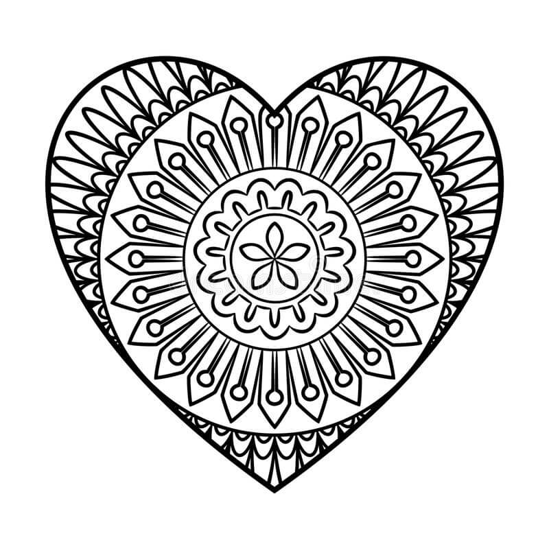 Hyvä sydän Mandala Värityskuva
