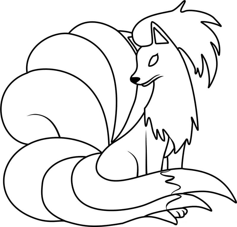 Istuva Ninetales Värityskuva