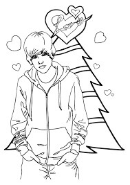 Justin Bieber ja Pine Tree Värityskuva