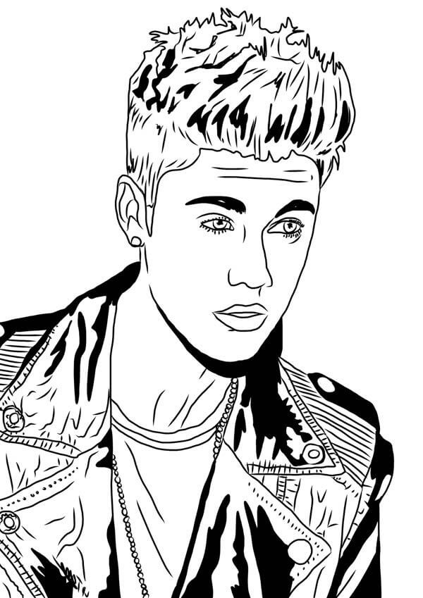 Justin Bieber Pukeutuu Nahkatakkiin Värityskuva
