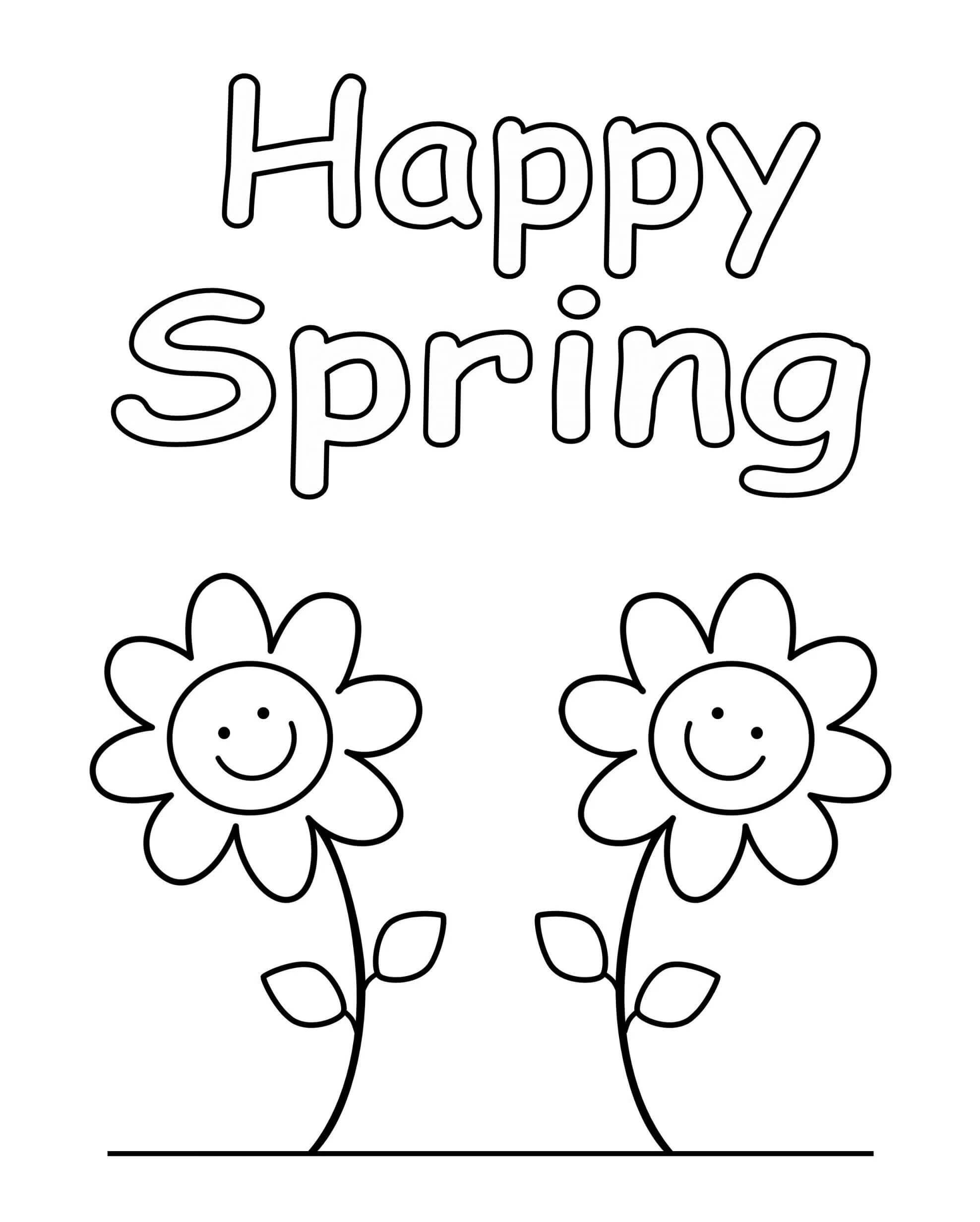 Kaksi kukkaa Hello Springissä Värityskuva