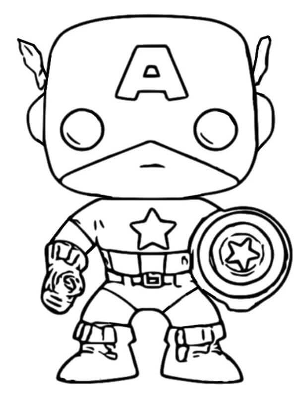 Kapteeni Amerikka Funko Pops Värityskuva