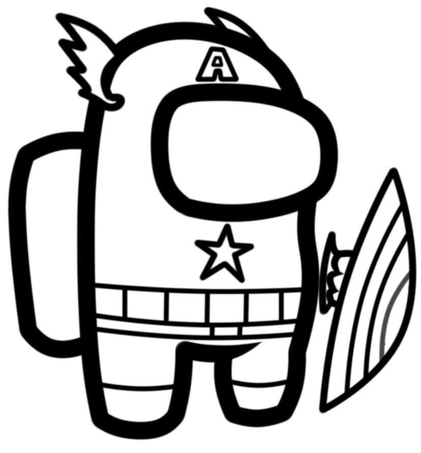 Keskuudessamme Kapteeni Amerikka Skin Värityskuva
