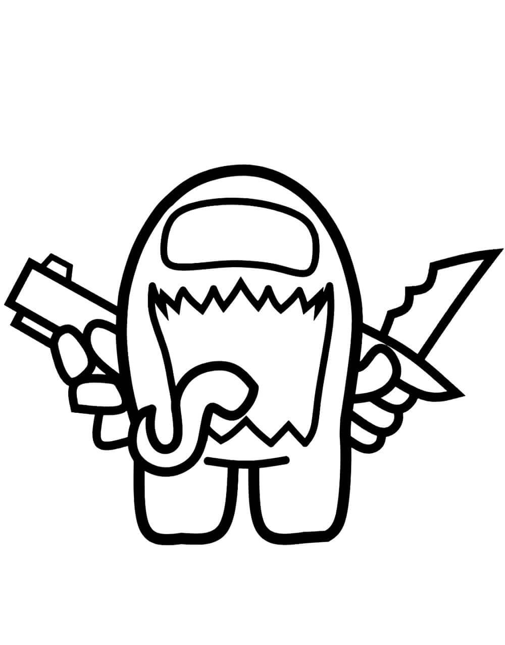 Keskuudessamme Monster Skin pitelee aseita Värityskuva