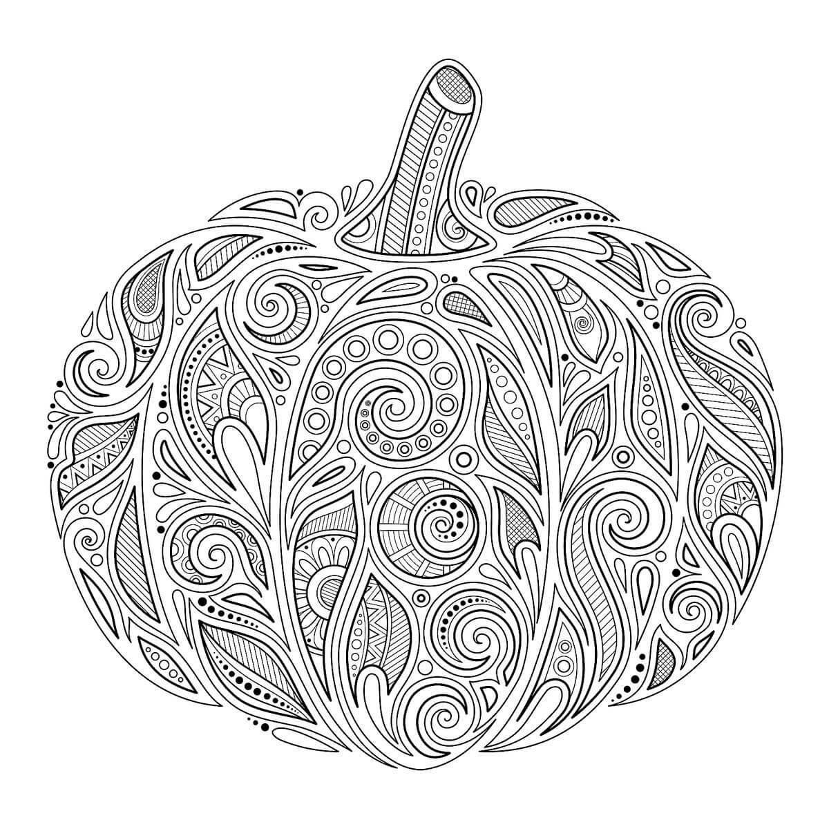 Kurpitsan mandala halloweenissa Värityskuva