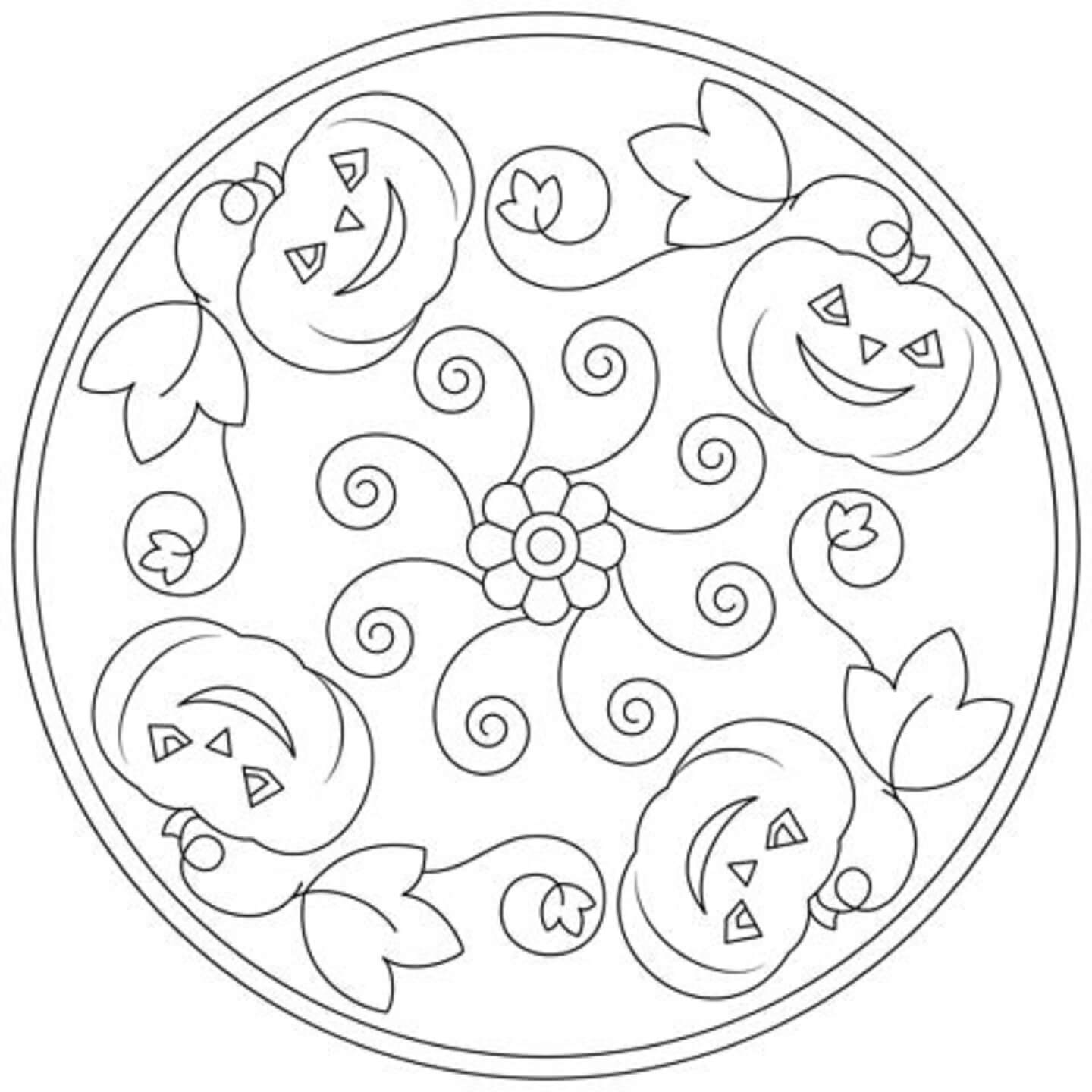 Kurpitsat Halloween Mandala Värityskuva