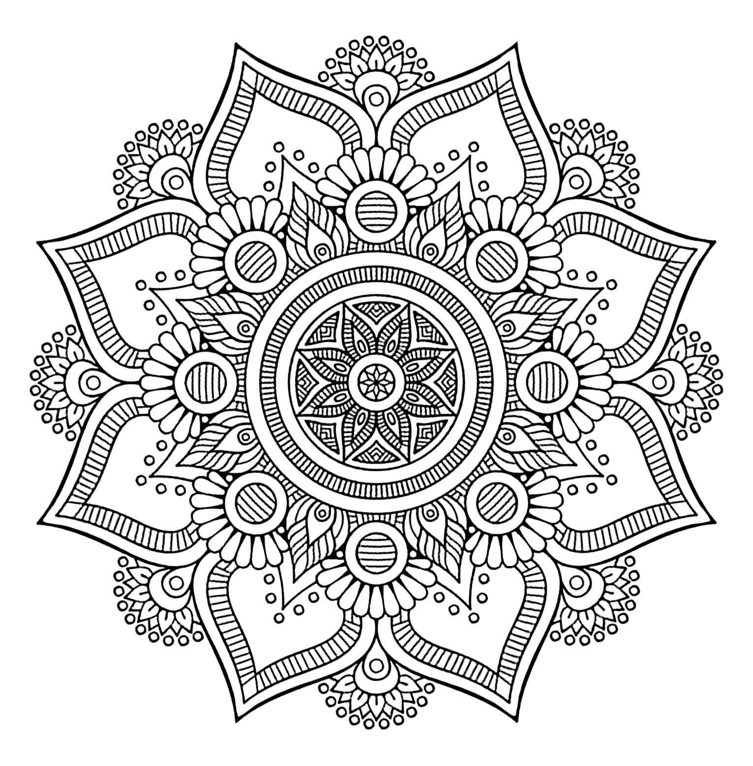 Kukat mandala Värityskuvat