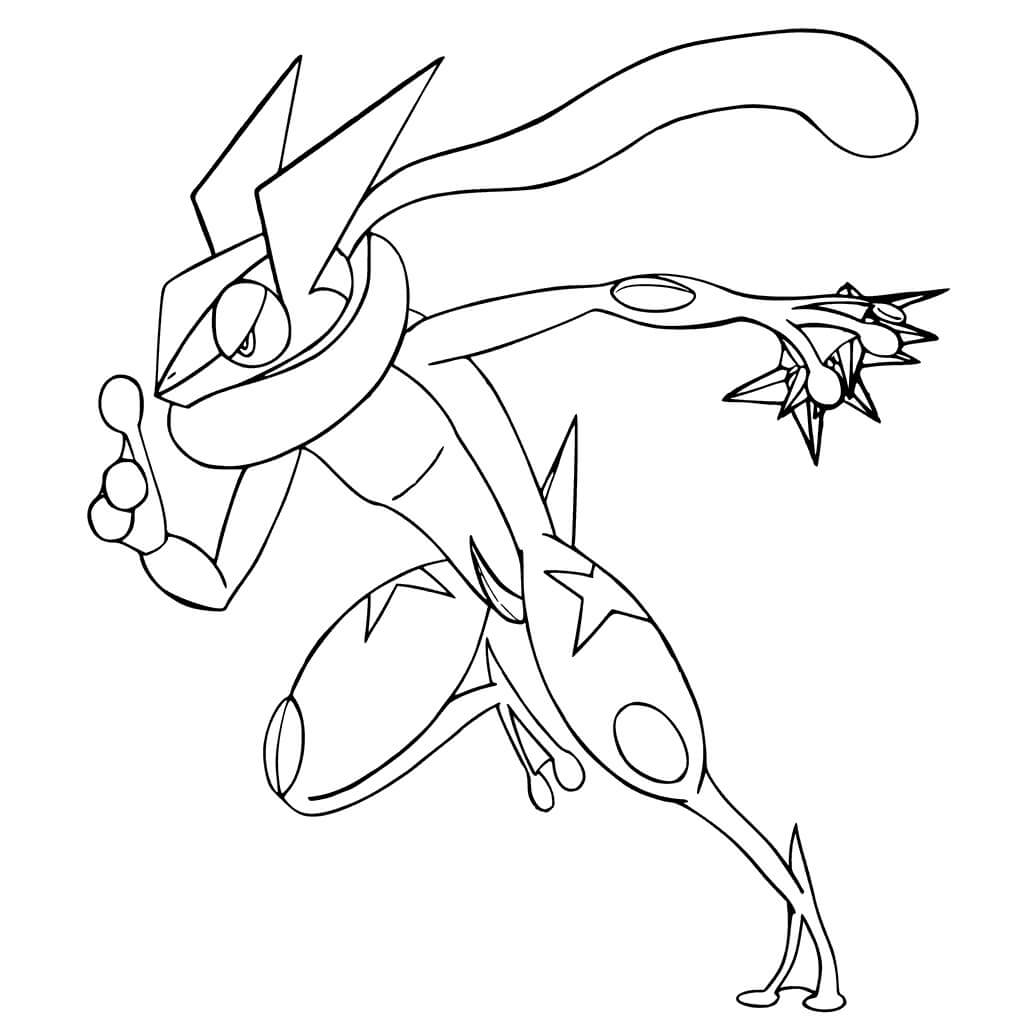 Mega Greninja hyökkää Värityskuva