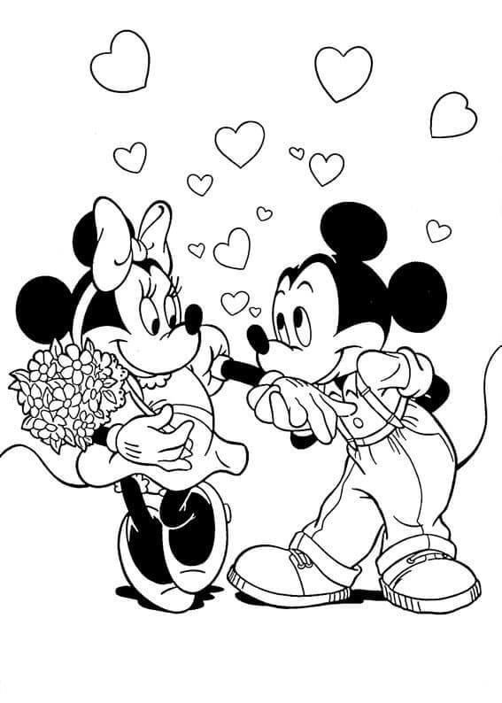 Mikki ja Minnie Valentinessa Värityskuva