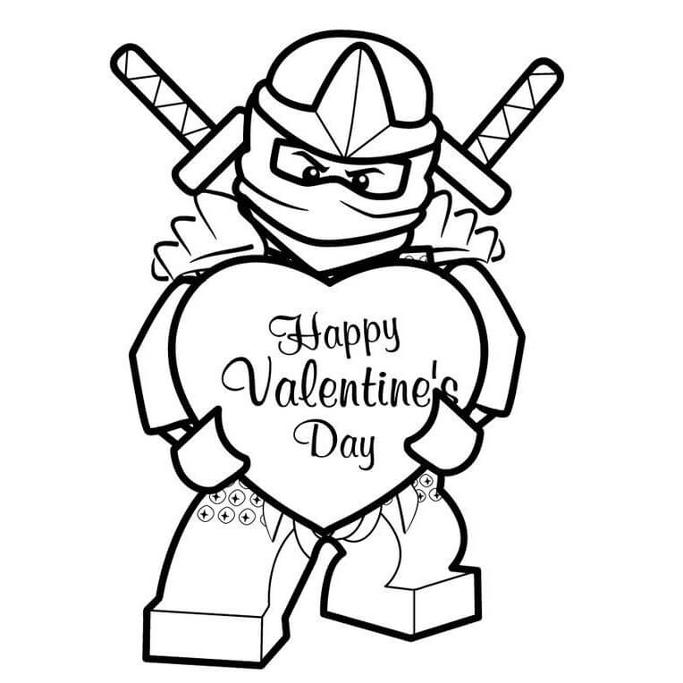 Ninjago pitelee sydäntä ystävänpäivänä Värityskuva